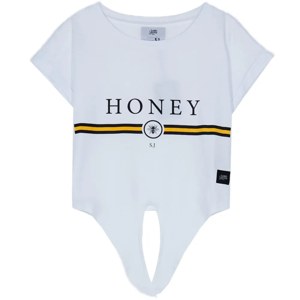T-shirt Honey bande noeud Sixth June blanc