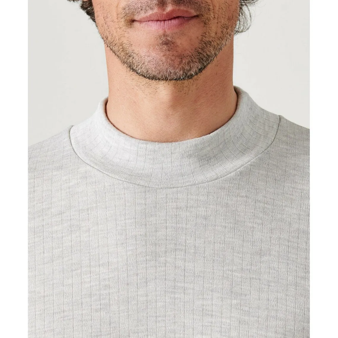 Tee Shirt Manches Longues Col Montant Gris Chiné Thermolactyl Damart - Maillot de corps Homme sur MenCorner