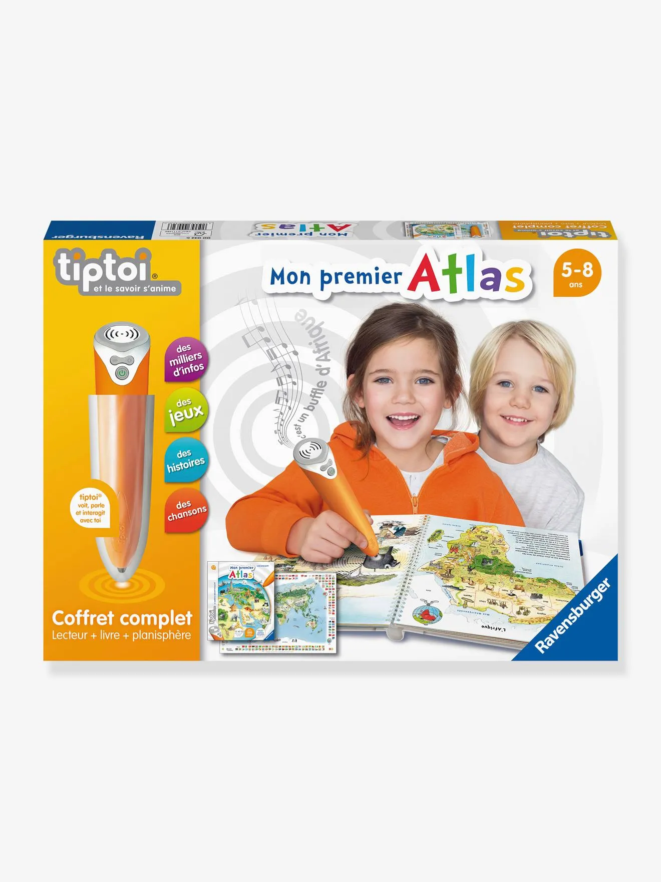Tiptoi® - Coffret lecteur interactif + Livre Atlas - RAVENSBURGER blanc - Ravensburger