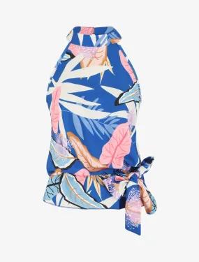 Top sans manches imprimé floral - Bleu roi