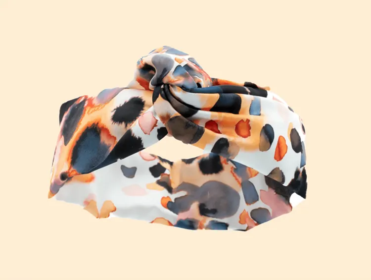 Turban Paloma Germain, satin silk, Animal Blanc