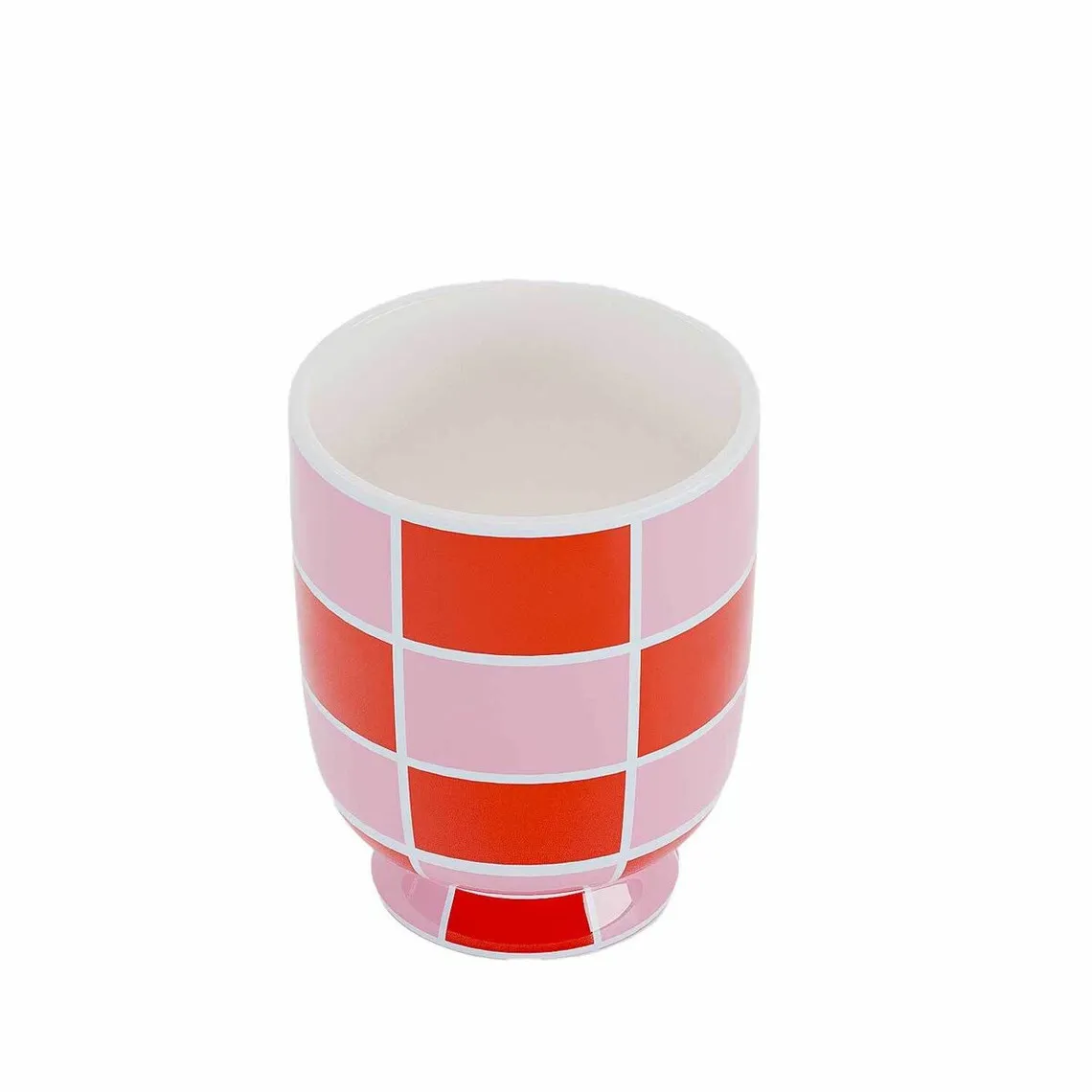 Vase décoratif rond à motif damier en céramique Genève orange  | 3 Suisses