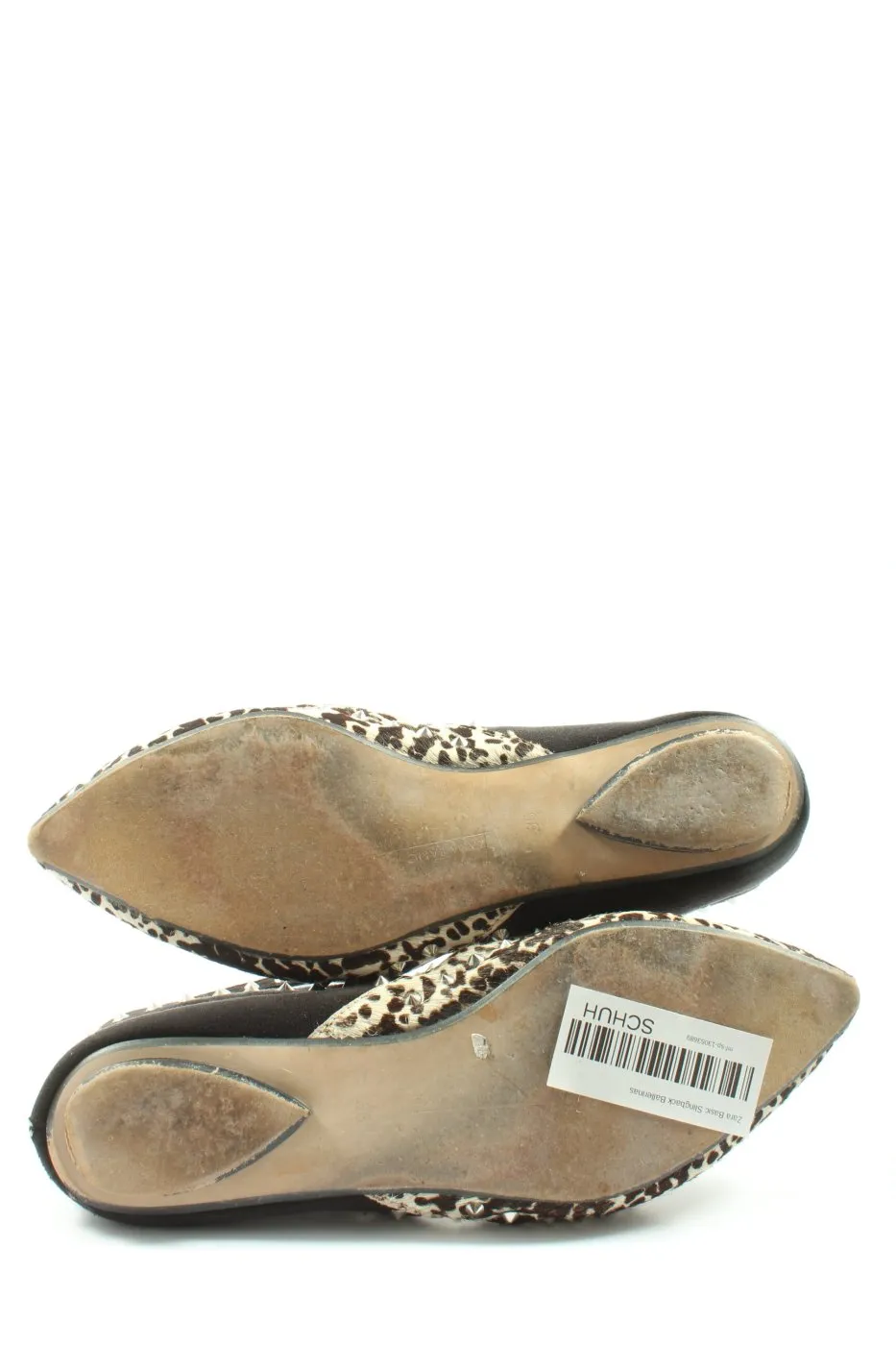 Zara Basic Ballerine à bride arrière noir-blanc cassé motif animal élégant